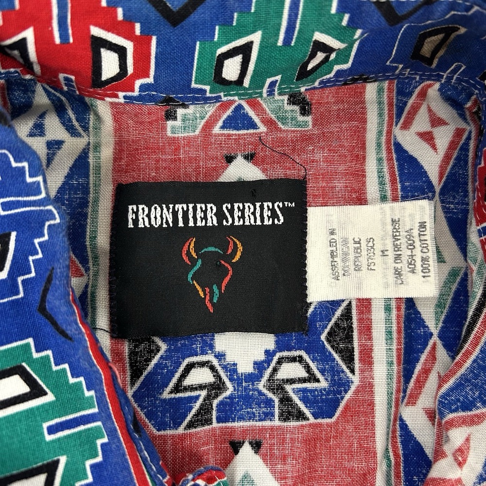Frontier Series Southwestern Shirt Mens Medium Aztec Print Western Colorful - Picture 4 of 11